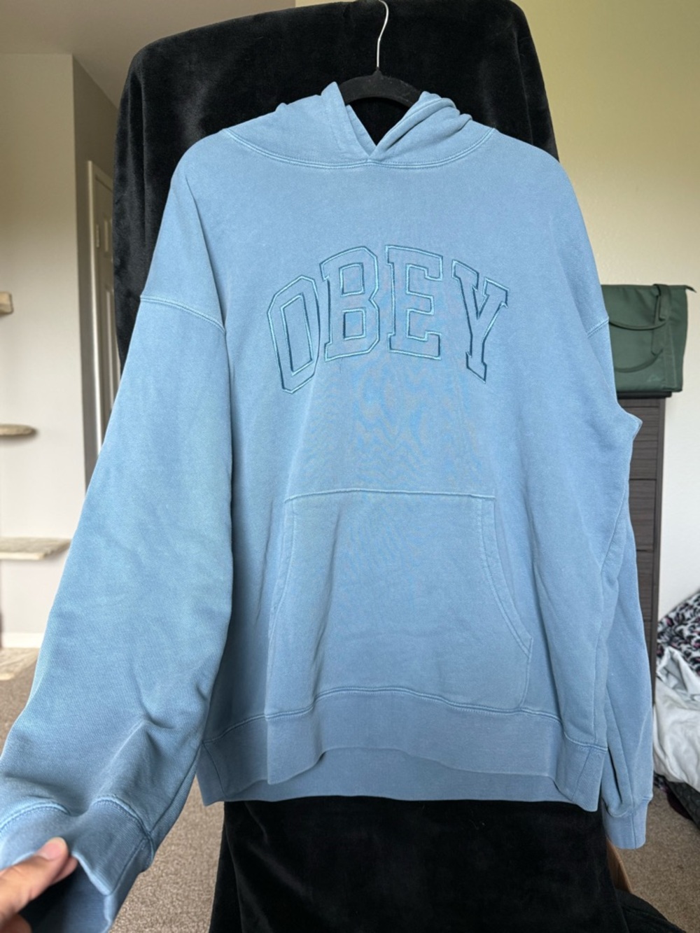 Obey Hoodie Baby Blue Pigment Dyed Streetwear Pullover